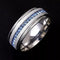 Men's 8mm Brushed Titanium Steel Blue Sapphire CZ Comfort-Fit Wedding Band